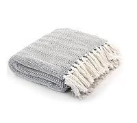 vidaXL Couverture Coton à Chevrons 220x250 cm Gris Chaise Canapé Lit Décor