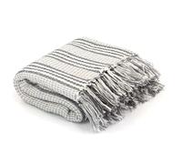 vidaXL Couverture Coton à Rayures 125x150 cm Gris et Blanc Chaise Canapé Décor