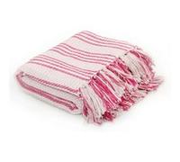 vidaXL Couverture coton rayée 125x150 cm - Rose/Blanc