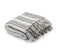 vidaXL Couverture Coton à Rayures 160x210 cm Gris et Blanc Chaise Canapé Décor