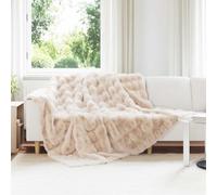vidaXL Couverture en Fourrure de Lapin Synthétique 4 pcs Beige