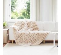 vidaXL Couverture en Fourrure de Lapin Synthétique 4 pcs Beige