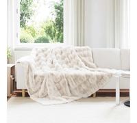 vidaXL Couverture en Fourrure de Lapin Synthétique 4 pcs Blanc