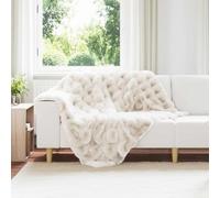 vidaXL Couverture en Fourrure de Lapin Synthétique 4 pcs Blanc