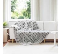 vidaXL Couverture en Fourrure de Lapin Synthétique 4 pcs Gris