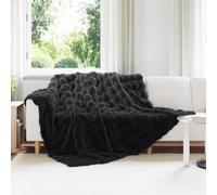 vidaXL Couverture en Fourrure de Lapin Synthétique 4 pcs Noir