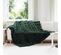 vidaXL Couverture en Fourrure de Lapin Synthétique 4 pcs Vert foncé