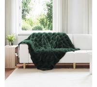 vidaXL Couverture en Fourrure de Lapin Synthétique 4 pcs Vert foncé
