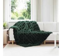 vidaXL Couverture en Fourrure de Lapin Synthétique 4 pcs Vert foncé