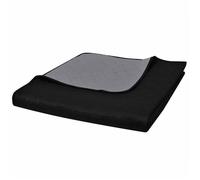 vidaXL Couvre-lit double face matelassé Noir/Gris 220 x 240 cm