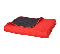 vidaXL Couvre-lit Double Face matelassé pour Chambre Rouge et Noir 220 x 240 cm