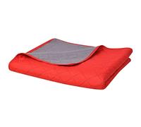 vidaXL Couvre-lit matelassé double-face Rouge et Gris 170 x 210 cm