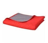vidaXL Couvre-lit matelassé double-face Rouge et gris 220x240 cm