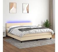 vidaXL Sommier tapissier avec matelas et LED Crème 180x200 cm Tissu