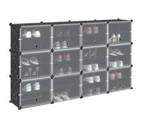 vidaXL Cubes de rangement 12 pcs avec portes noir PP