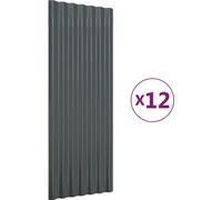 vidaXL Panneaux de toit 12 pcs Acier revêtu par poudre Anthracite 100x36cm