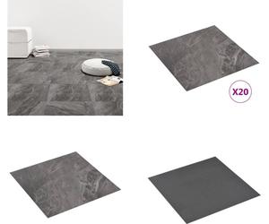 vidaXL Dalle PVC Autoadhésive 20 pcs. 1,86 m² Noir - Revêtement de sol - Revêtement de sol - Plancher