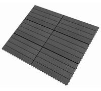 vidaXL Dalles de terrasse, lot de 6, noir, 60 x 30 cm, WPC