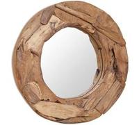 vidaXL Miroir décoratif Teck 60 cm Rond