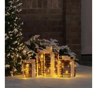 vidaXL Décoration de boîte cadeau 3 pc Blanc chaud 20 x 20 x 20 cm