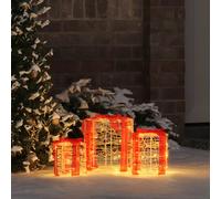 vidaXL Décoration de boîte cadeau 3 pc Blanc chaud 20 x 20 x 21 cm
