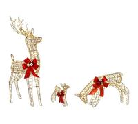 vidaXL Décoration de Noël Famille de Rennes 3 pc 200 LED Blanc Chaud