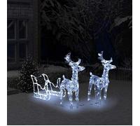 vidaXL Décoration de Noël Rennes et traîneau 160 LED 130 cm Acrylique Multicolore
