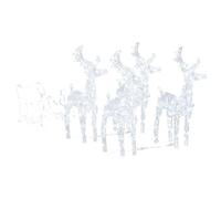 vidaXL Décoration de Noël Rennes et Traîneau Extérieur Eclairage Ornement Lumière Illumination de Noël Salon Intérieur 280x28x55 cm Acrylique