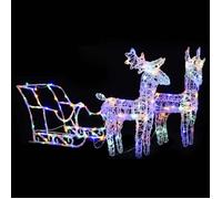 vidaXL Décoration de Noël Renne et Traîneau lumineux 160 LED 130 cm Acrylique
