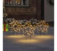 vidaXL Décoration Lumineuse Étoile de Noël avec Piquets 50 LED 3 pcs, Lumières d'Étoile de Noël, Ornements de Noël Fête Maison Jardin, Moderne, 29 cm Jaune G