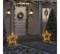 vidaXL Décoration Lumineuse Étoile de Noël avec Piquets 80 LED, Lumière d'Étoile de Noël, Ornement de Noël Fête Maison Jardin, Moderne, 60 cm Noir G