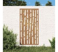 vidaXL Décoration murale jardin 105x55 cm acier corten design bambou, décoration murale extérieure, art mural de jardin, décoration murale en métal Brun G