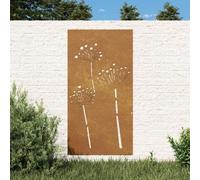 vidaXL Décoration murale jardin 105x55 cm acier corten design de fleur, décoration murale extérieure, art mural de jardin, décoration murale en métal