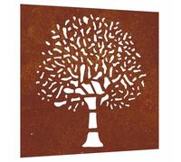 vidaXL Décoration murale jardin 55x55 cm acier corten design d'arbre, décoration murale extérieure, art mural de jardin, décoration murale en métal
