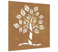 vidaXL Décoration murale jardin 55x55 cm acier corten design d'arbre, décoration murale extérieure, art mural de jardin, décoration murale en métal