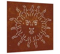 vidaXL Décoration murale jardin 55x55 cm acier corten design du soleil, décoration murale extérieure, art mural de jardin, décoration murale en métal