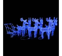 vidaXL Décoration Noël renne et traîneau 320 LED - Bleu