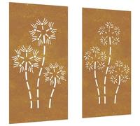 vidaXL Décorations murales de jardin 2pcs 105x55 cm design de fleur, décoration murale extérieure, art mural de jardin, décoration murale en métal