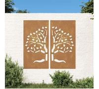vidaXL Décoration murale jardin extérieur Design d'arbre 2 pcs 105x55 cm métal
