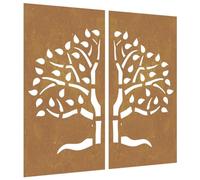 vidaXL Décoration murale jardin extérieur Design d'arbre 2 pcs 105x55 cm métal