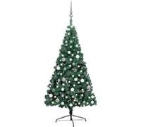 vidaXL Demi-arbre de Noël artificiel avec LED et boules Vert 240 cm 3077653 Vert G