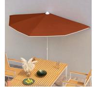 vidaXL Demi-parasol de jardin avec mât 180x90 cm Terre cuite