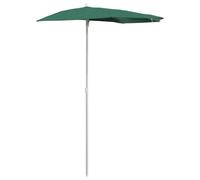 vidaXL Demi-parasol de Jardin avec Mât Parasol de Patio Pare-soleil de Terrasse Parasol d'Extérieur Anti-UV Anti-décoloration 180x90 cm Vert