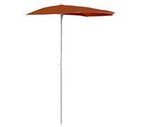 vidaXL Demi-parasol de Jardin avec Mât Parasol de Patio Pare-soleil de Terrasse Parasol d'Extérieur Anti-UV Anti-décoloration 180x90 cm Terre Cuite