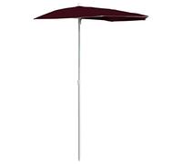 vidaXL Demi-parasol de Jardin avec Mât Parasol de Patio Pare-soleil de Terrasse Parasol d'Extérieur Anti-UV Anti-décoloration 180x90 cm Rouge Bordeaux