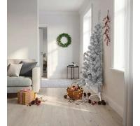 Demi Sapin de Noël Artificiel avec Support Décoration de Noël Ornement de Vacances Décoration de Fête Salle de Séjour Argenté 180 cm PET