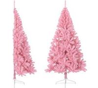 vidaXL Demi Sapin de Noël Artificiel avec Support Décoration de Noël Ornement de Vacances Décoration de Fête Salle de Séjour Rose 240 cm PVC rose G