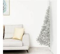 vidaXL Demi sapin de Noël avec support - Argenté 210 cm