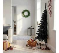 vidaXL Demi sapin de Noël artificiel avec support Noir 150 cm PVC