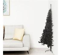 vidaXL Demi sapin de Noël avec support - Noir - 180 cm